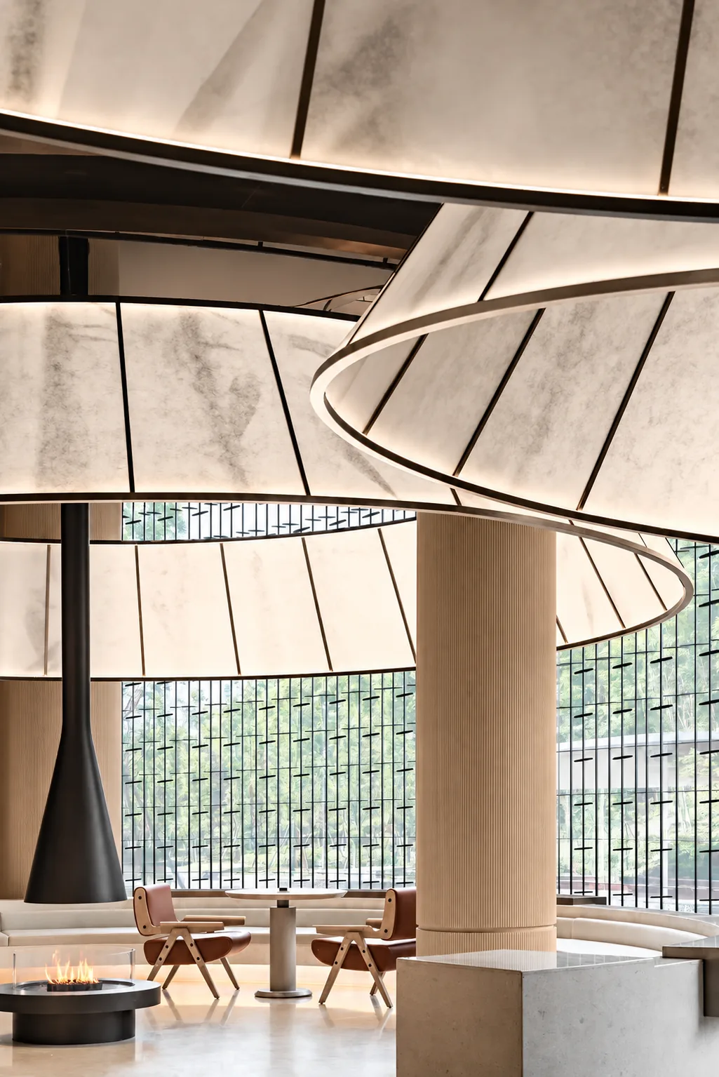 Custom illuminated architectural feature manufactured for a commercial interior